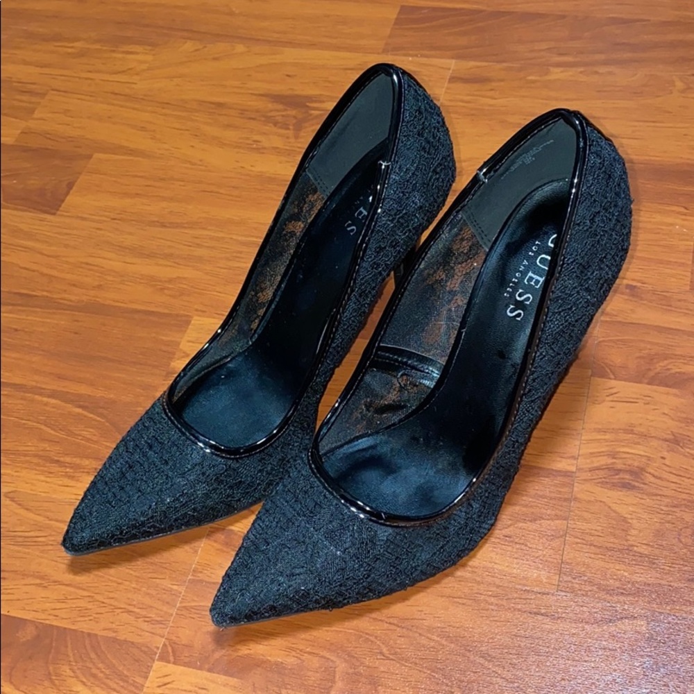 Guess black embroidery sexy heels. Size 8.5